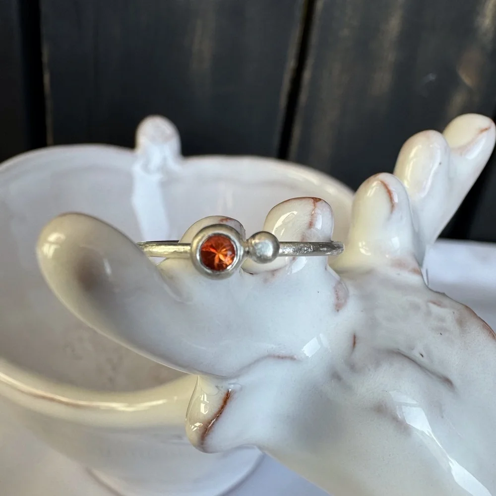 Stacking Orange Sapphire Pebble Ring SS-NWOT